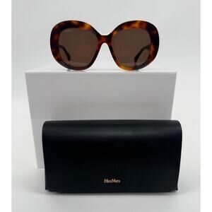 Women's Max Mara NWOT Edna Brown Tortoise Oversized Frame Sunglasses